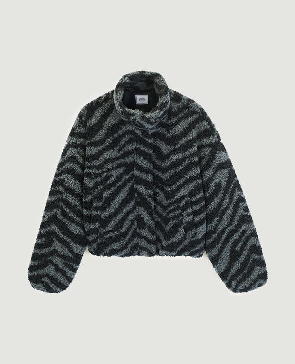 Blouson en sherpa noir - Pimkie