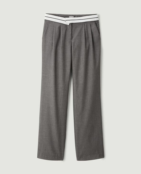 Pantalon droit avec ceinture retournée gris foncé - Pimkie