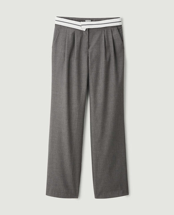 Pantalon droit avec ceinture retournée gris foncé - Pimkie