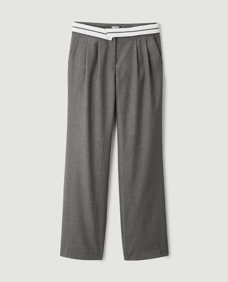 Pantalon droit avec ceinture retournée gris foncé - Pimkie