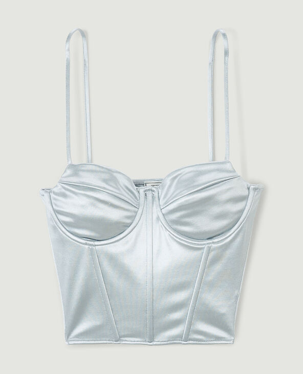 Brassière corset en satin gris clair - Pimkie