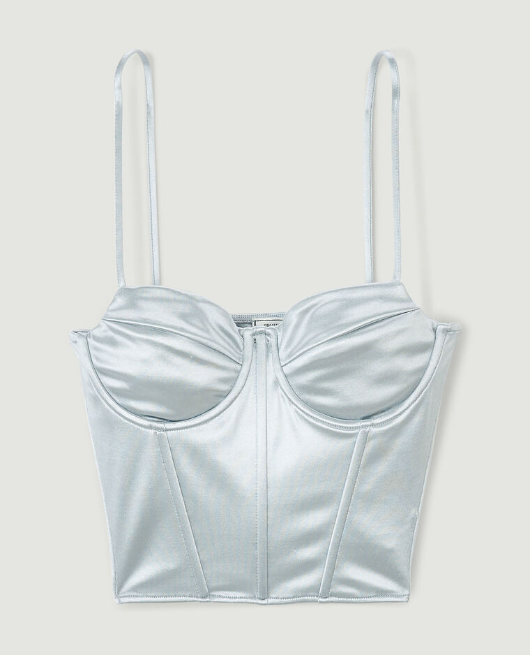 Brassière corset en satin gris - Pimkie