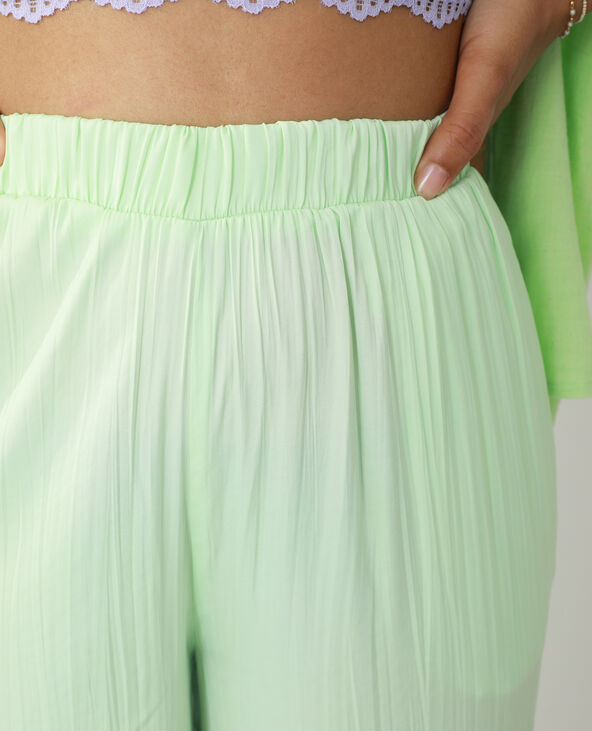 Pantalon wide leg plissé vert clair - Pimkie