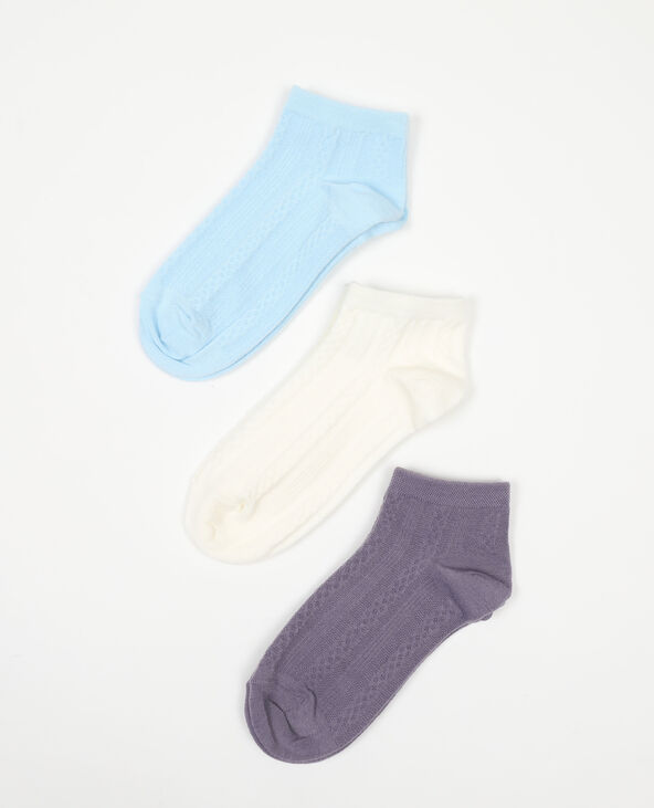 Lot de 3 paires de chaussettes maille fantaisie violet - Pimkie
