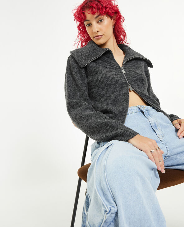 Gilet zippé col camionneur gris foncé - Pimkie
