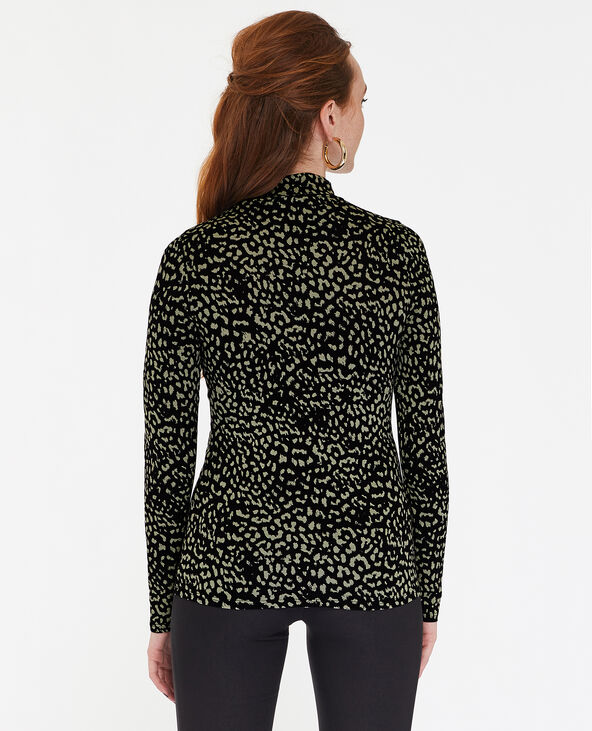 Top manches longues col montant motif léopard vert kaki - Pimkie