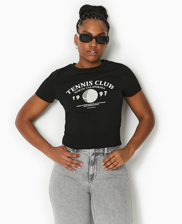 T-shirt ajusté avec print devant noir - Pimkie