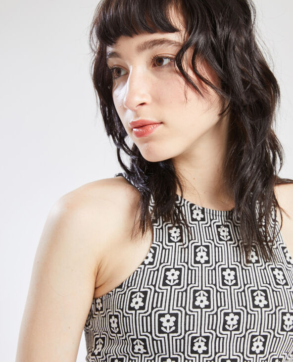 Top court en maille jacquard noir - Pimkie