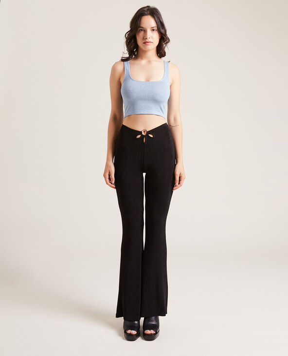 Pantalon flare en tissu fluide noir - Pimkie