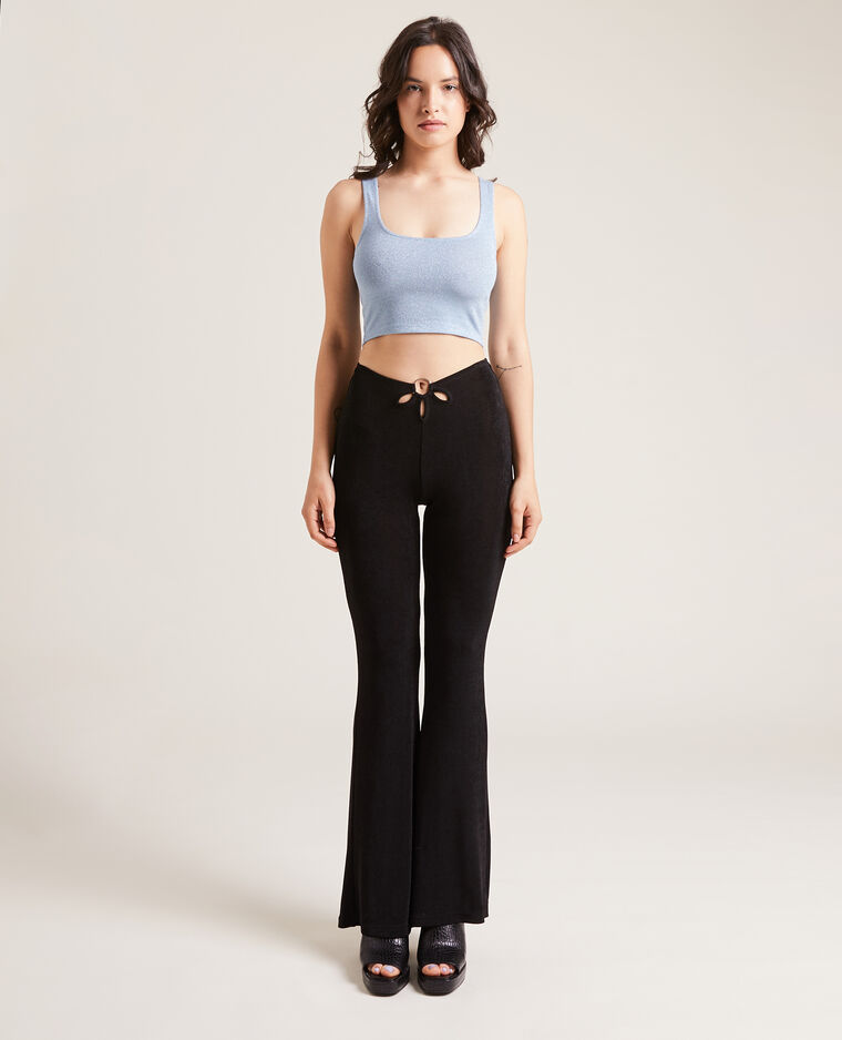 Pantalon flare en tissu fluide noir - Pimkie