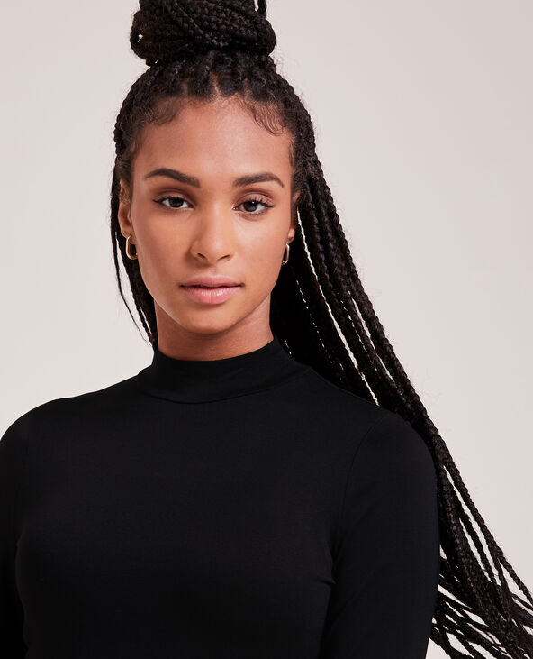 Top manches longues col montant noir - Pimkie
