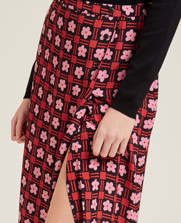 Jupe midi boutonnée rouge - Pimkie