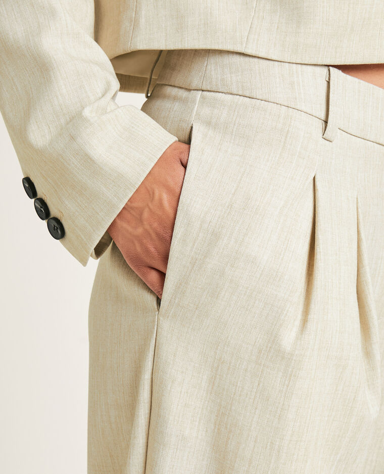 Pantalon large et droit à pinces SMALL beige - Pimkie