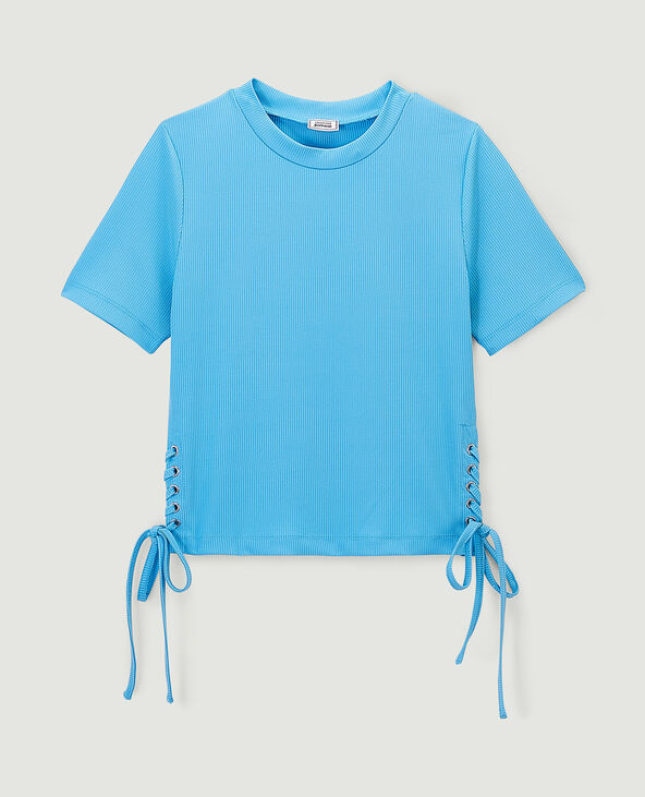 T-shirt à laçages bleu - Pimkie