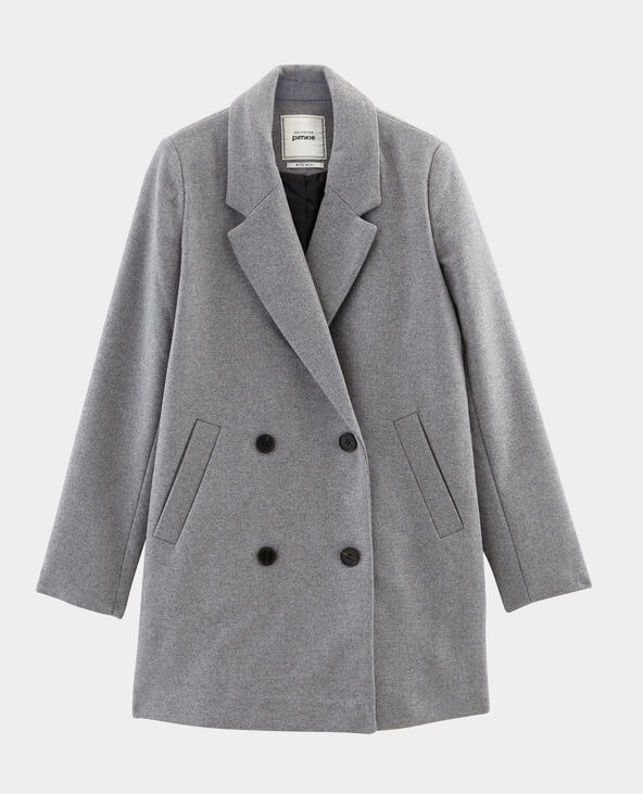 Manteau en laine gris chiné - Pimkie