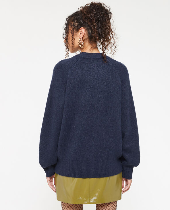 Pull col rond avec laine bleu marine - Pimkie
