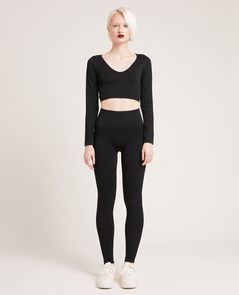 Legging sport côtelé noir - Pimkie