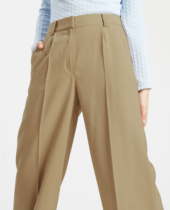 Pantalon large taille haute SMALL taupe - Pimkie