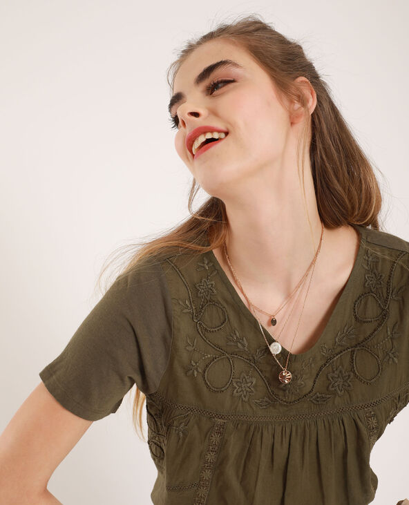 Top à broderies taupe - Pimkie
