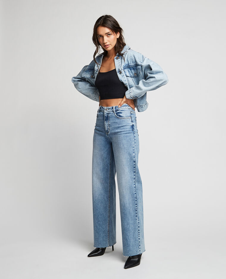 Jean wide leg bas coupés bleu - Pimkie