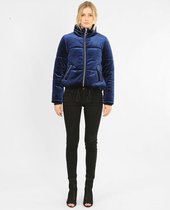 Doudoune velours bleu marine - Pimkie