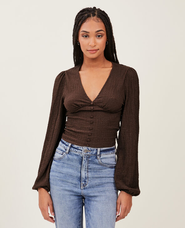 Top manches ballons marron - Pimkie