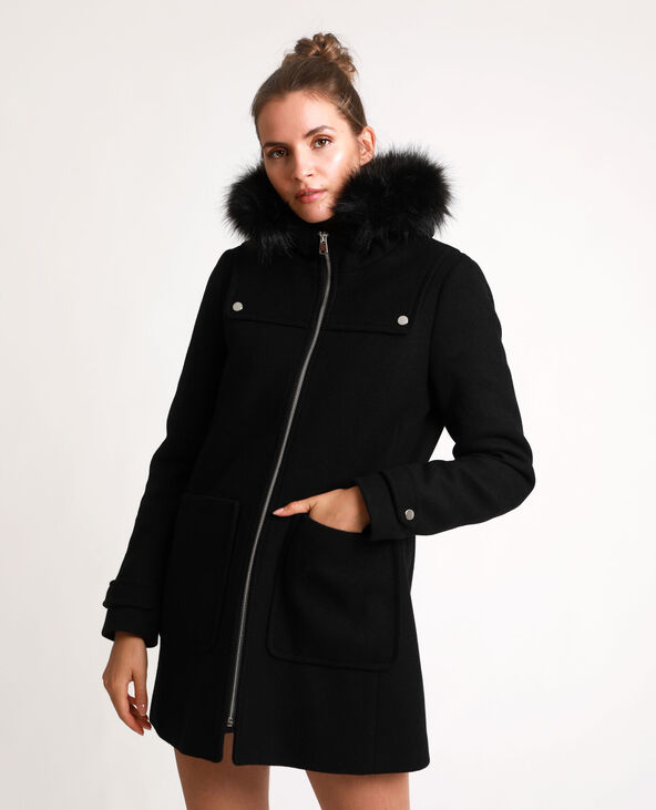 Manteau à capuche noir - Pimkie