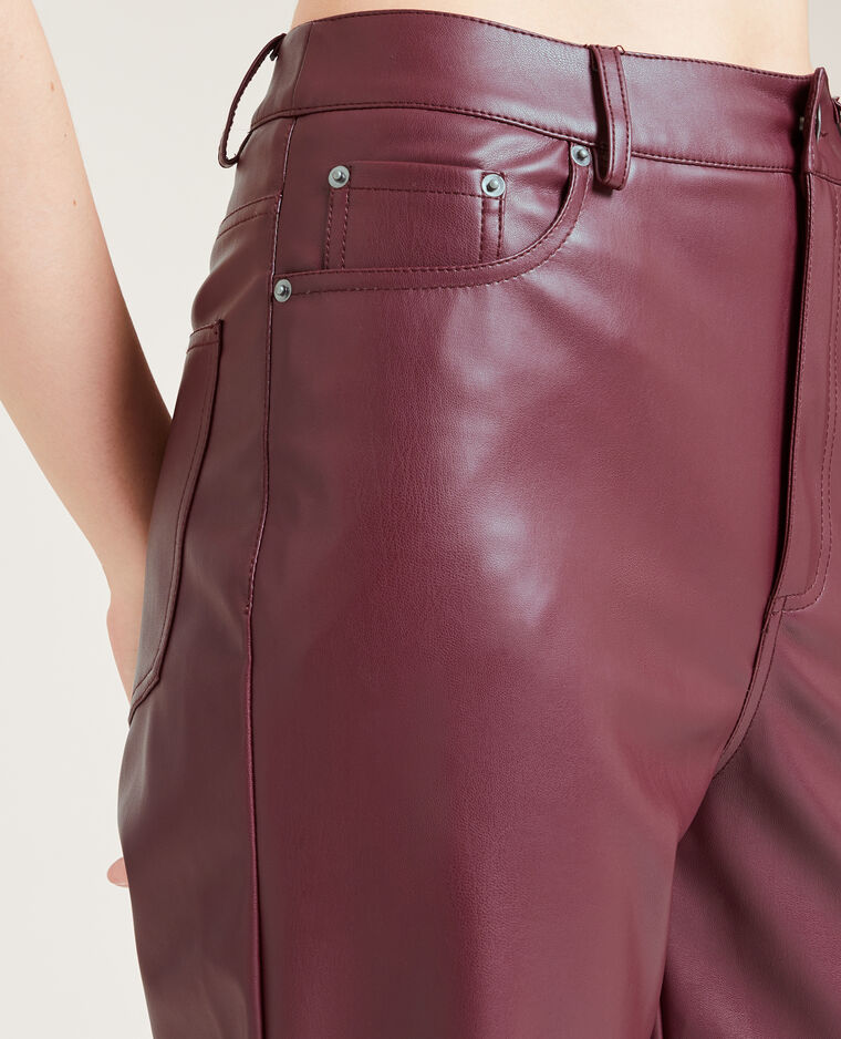 Pantalon droit en simili cuir bordeaux - Pimkie