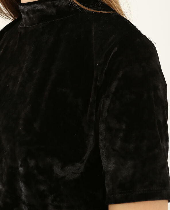 Cropped top velours noir - Pimkie