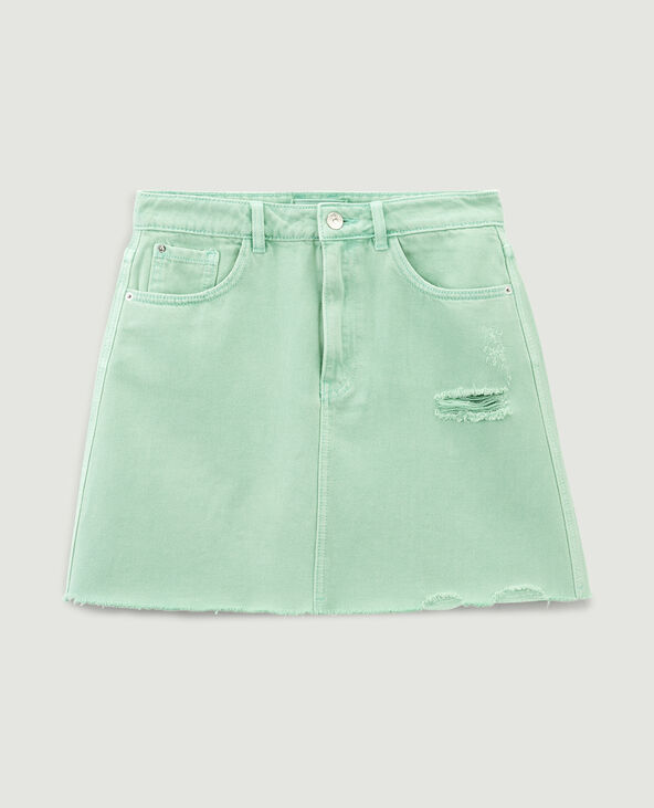 Jupe courte en jean vert olive - Pimkie