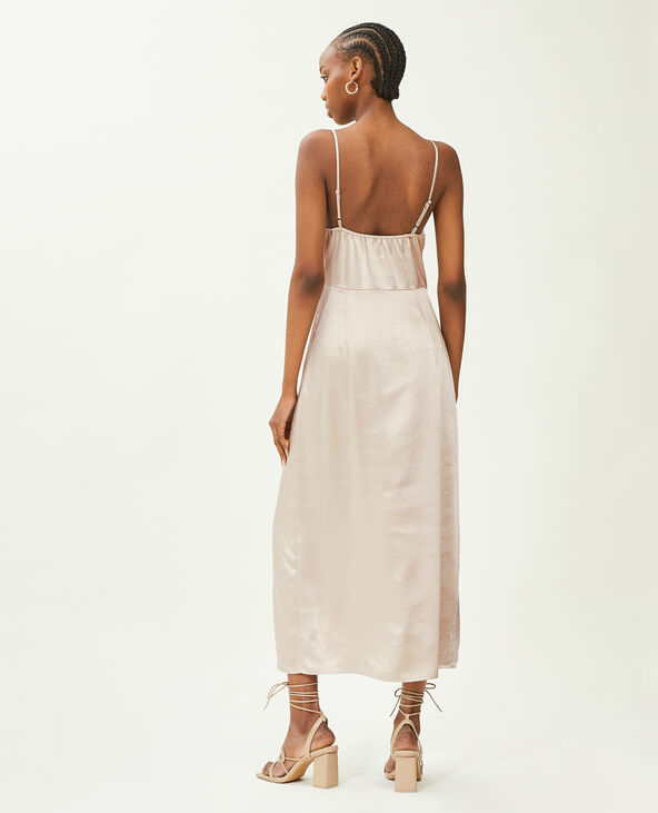 Robe longue tissu satiné encolure bénitier  écru - Pimkie