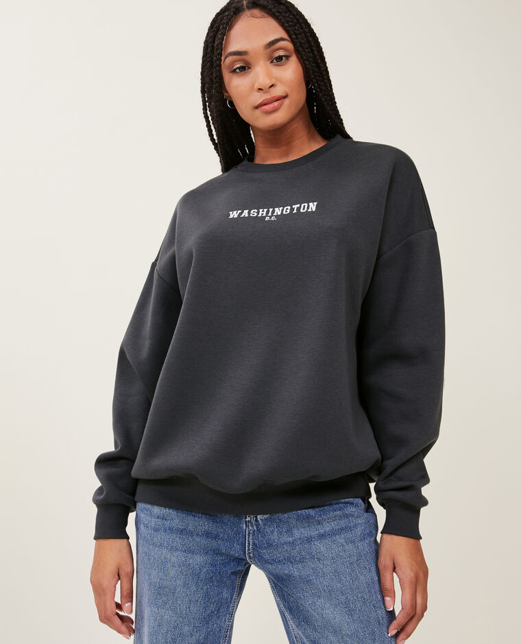 Sweat oversize col rond noir - Pimkie