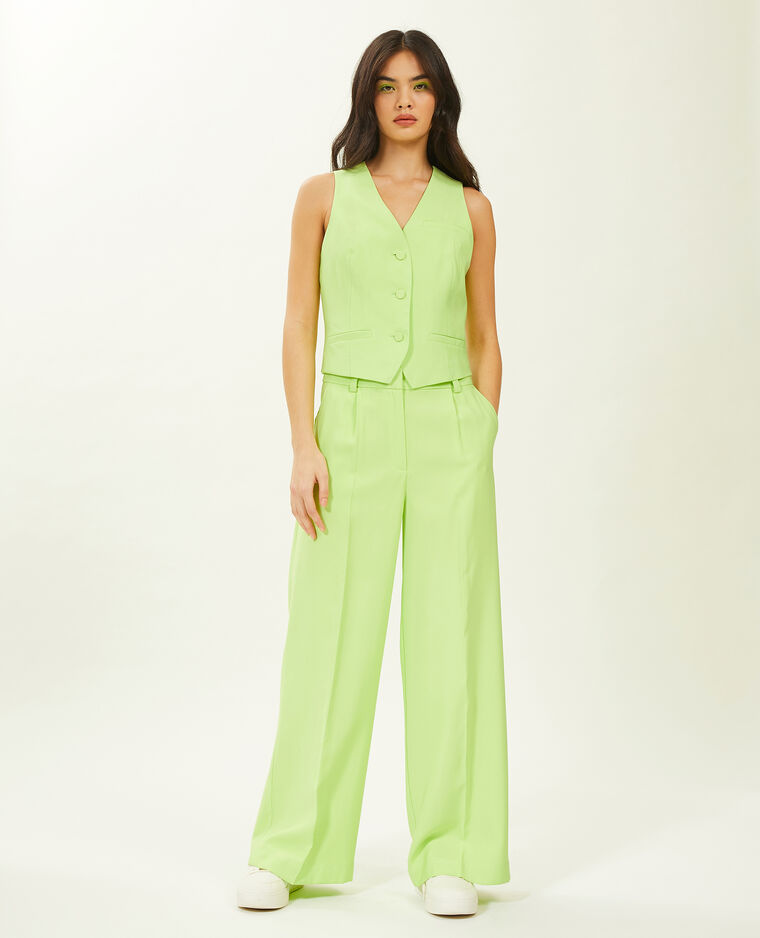 Pantalon large en toile fluide vert anis - Pimkie