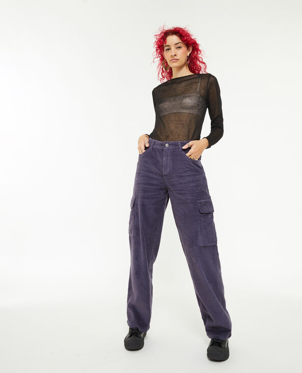 Pantalon cargo en velours grosses côtes lilas - Pimkie