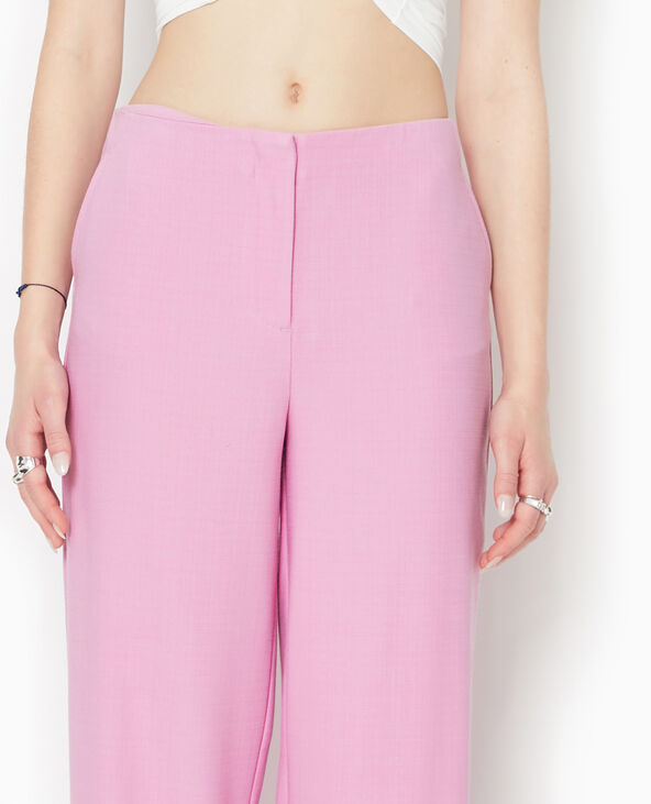 Pantalon droit en tissu reliéfé rose fuchsia - Pimkie