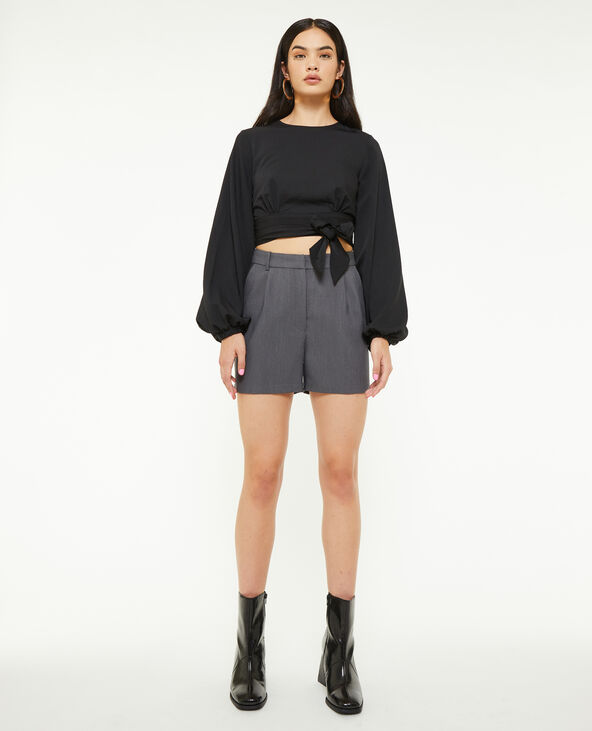 Short taille haute avec pinces gris foncé - Pimkie