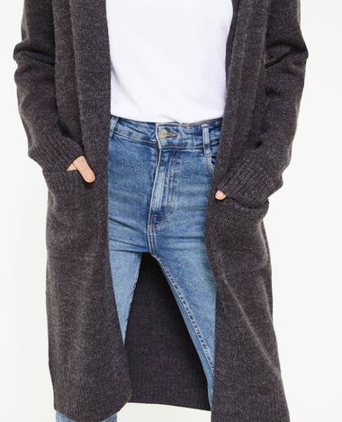 Gilet long avec poches gris chiné - Pimkie
