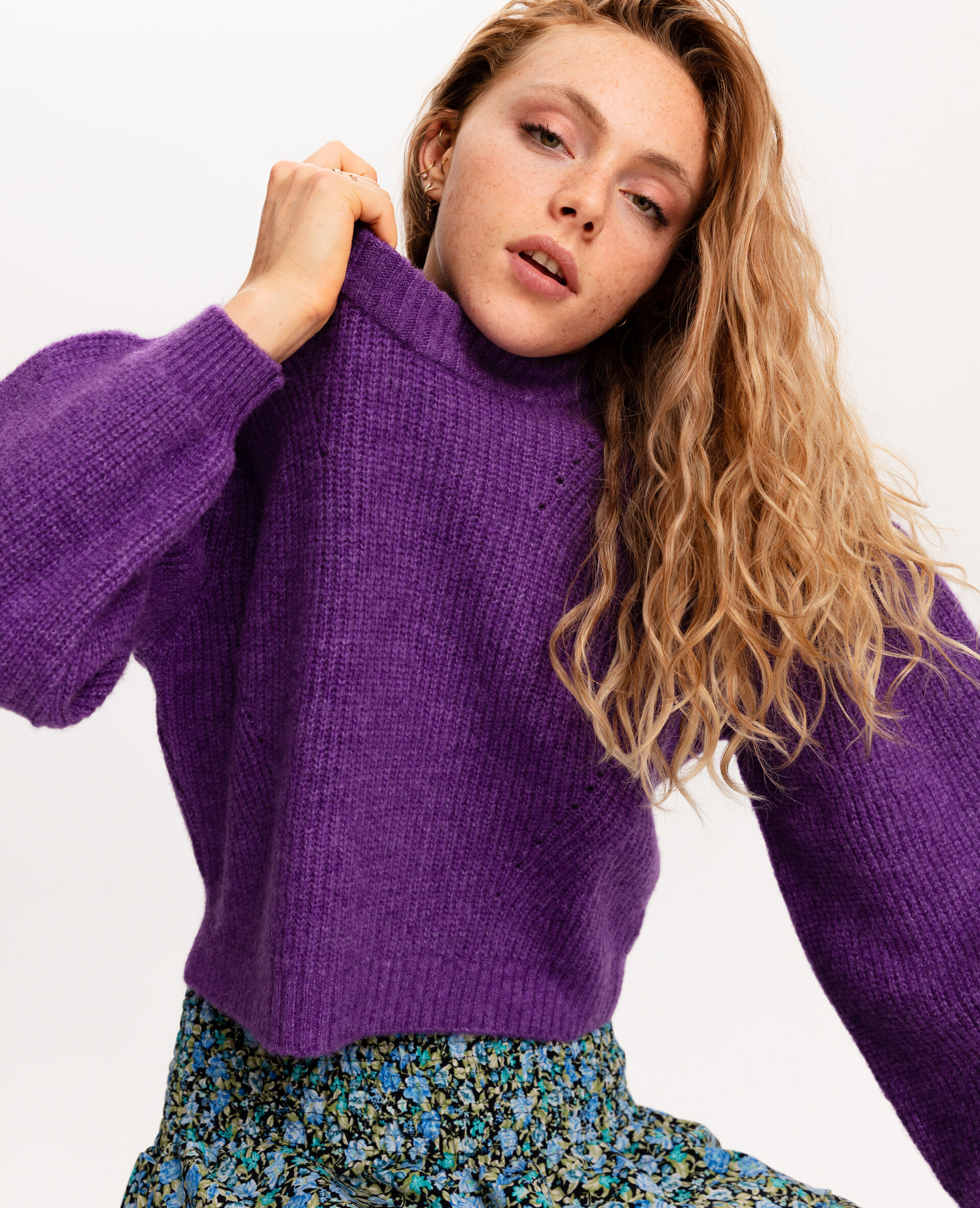 Pull maille violet