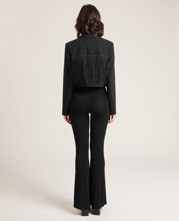 Veste blazer cropped avec franges noir - Pimkie