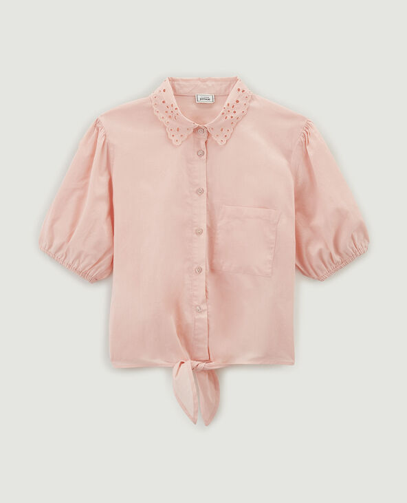 Chemisette à nouer broderie anglaise rose clair - Pimkie