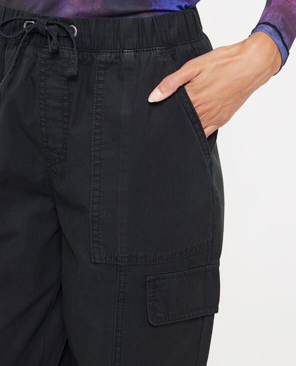 Pantalon cargo taille et bas élastiqués noir - Pimkie