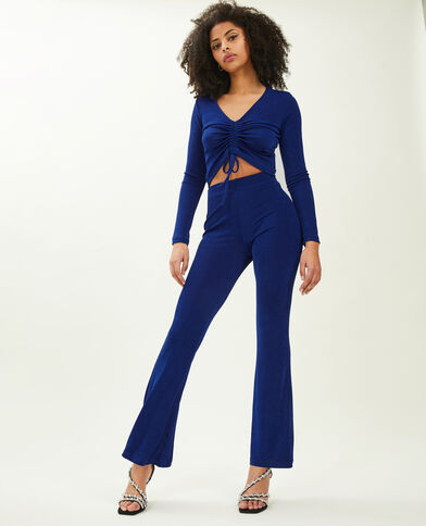Pantalon flare en tissu fluide bleu électrique - Pimkie