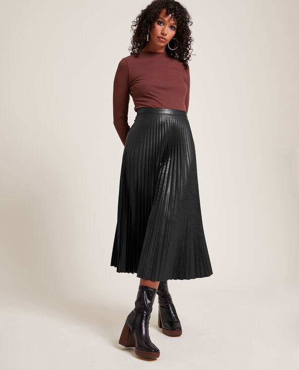 Jupe plissée sale simili cuir courte