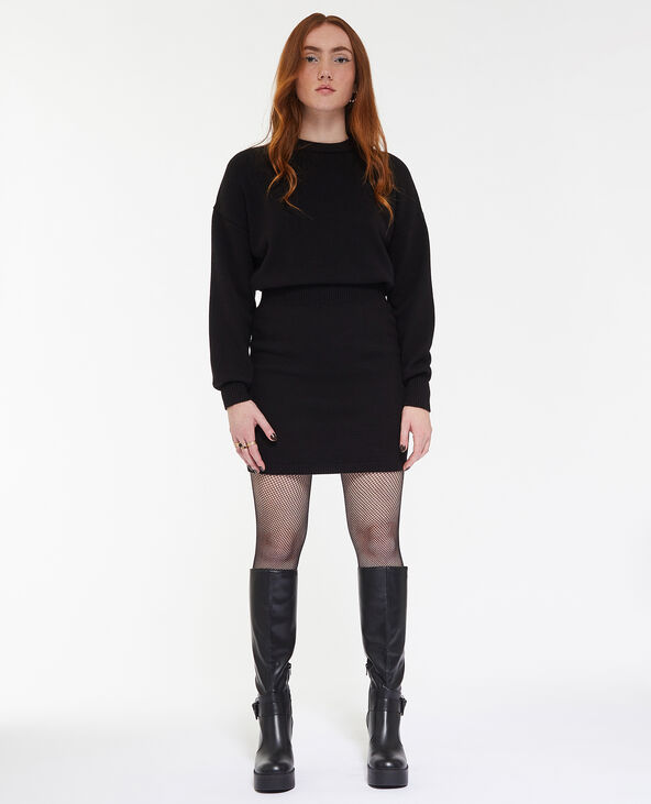 Robe-pull en maille avec taille resserrée noir - Pimkie