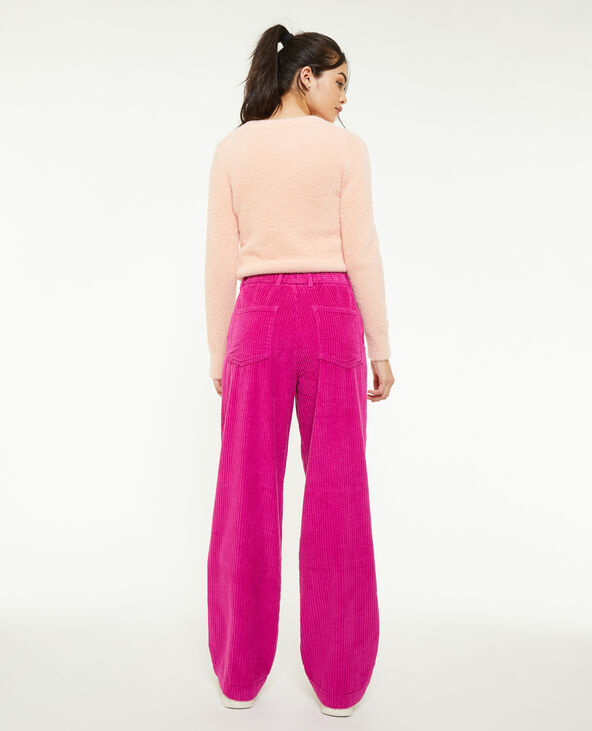 Pantalon velours droit avec pinces rose - Pimkie