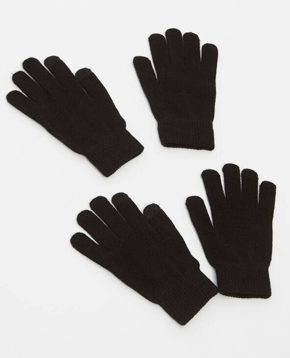 Lot de 2 paires de gants noir - Pimkie