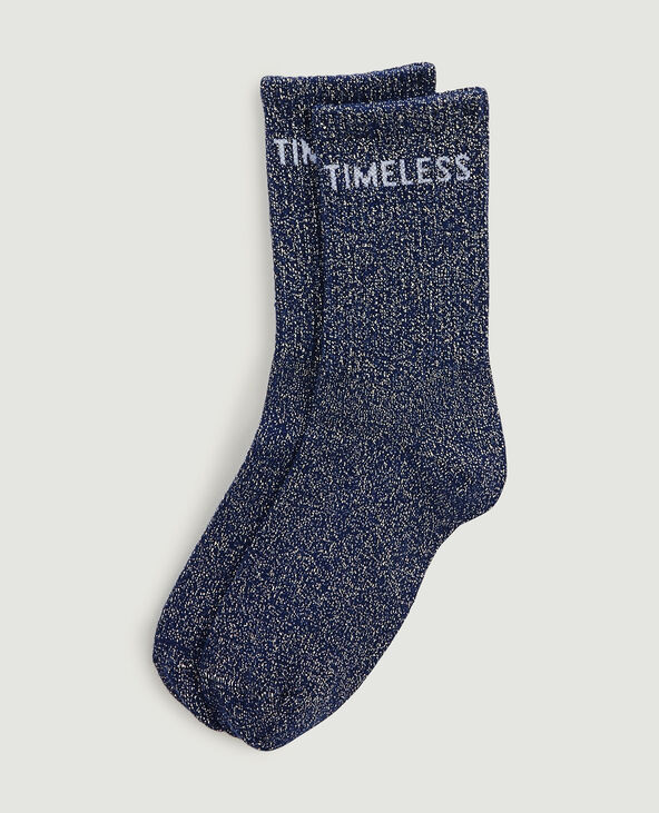 Paire de chaussettes avec lurex bleu foncé - Pimkie