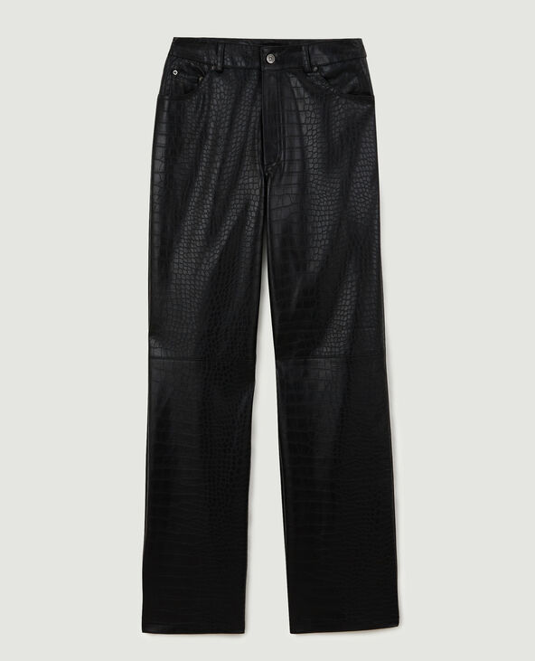 Pantalon simili cuir motif python noir - Pimkie