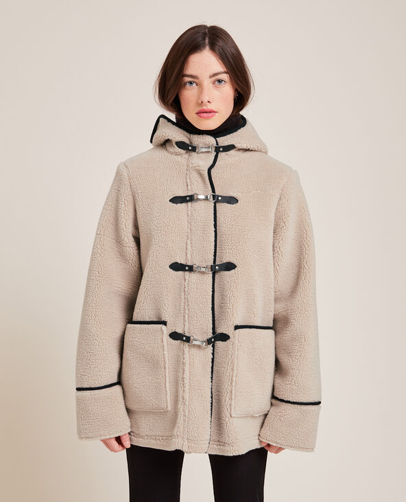 Duffle coat en sherpa avec capuche taupe - Pimkie