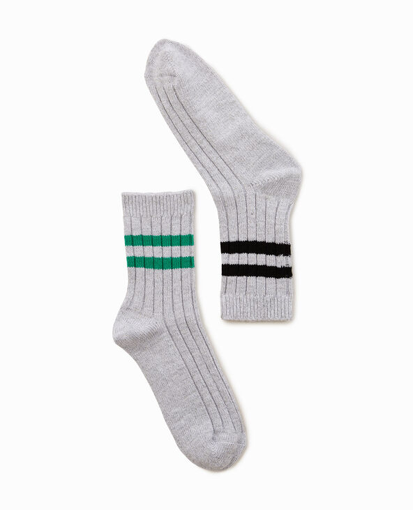 Paire de chaussettes avec bandes contrastées gris clair - Pimkie